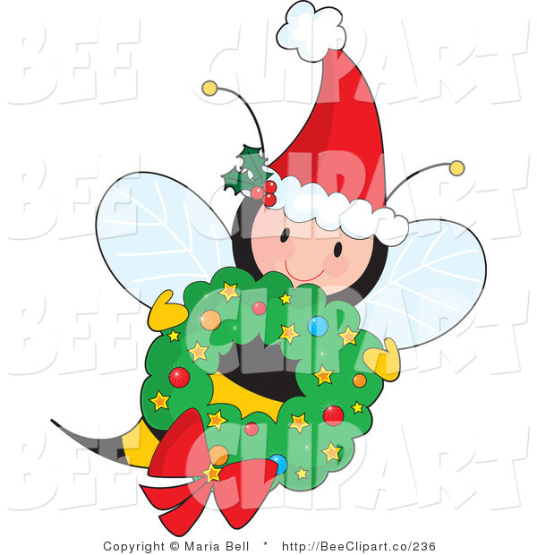 600x620 Vector Clip Art Of A Cute Female Fairy Honey Bee Wearing A Santa