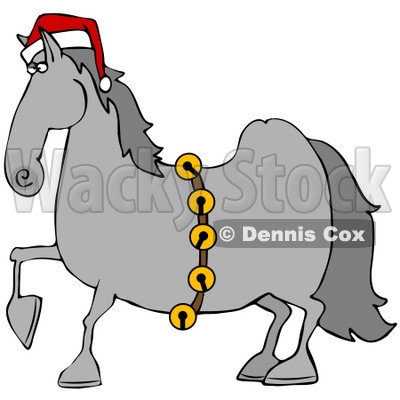 400x400 Clipart Illustration Of A Handsome Gray Horse Decked Out In A Red