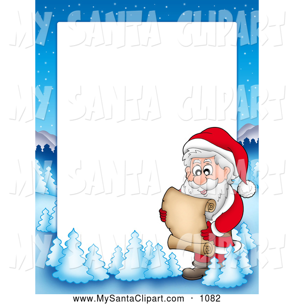 600x620 Christmas Clip Art Of A Frame Border Of Santa Reading A List