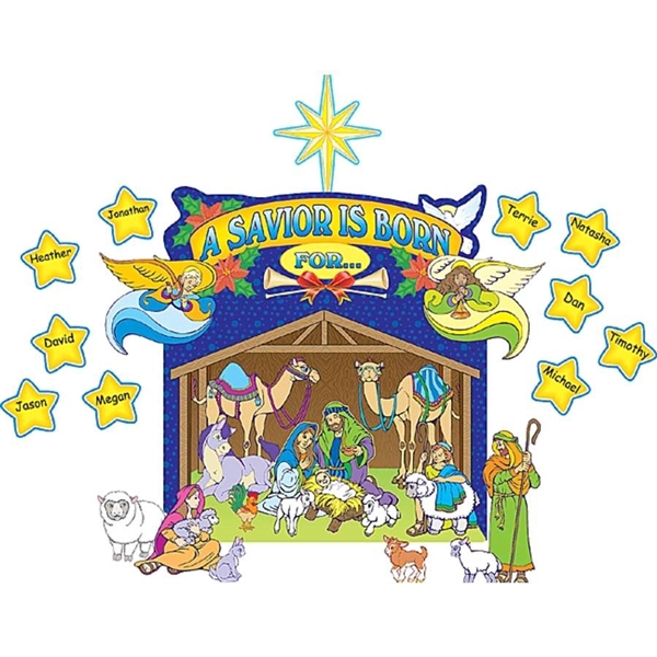 600x600 Nativity Scene Bulletin Board Religious Classroom Decorations