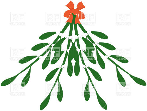 500x380 Mistletoe With Red Ribbon Royalty Free Vector Clip Art Image
