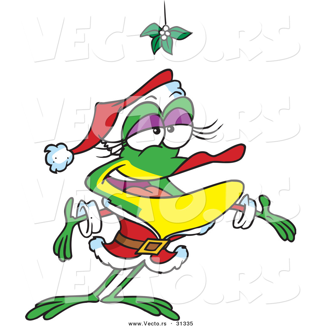 1024x1044 Cartoon Vector Of A Female Frog Wearing Santa Costume Under
