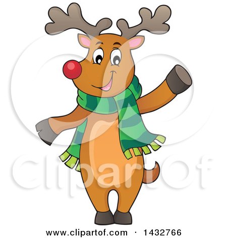 450x470 Cartoon Of A Cute Happy Reindeer Holding A Christmas Present