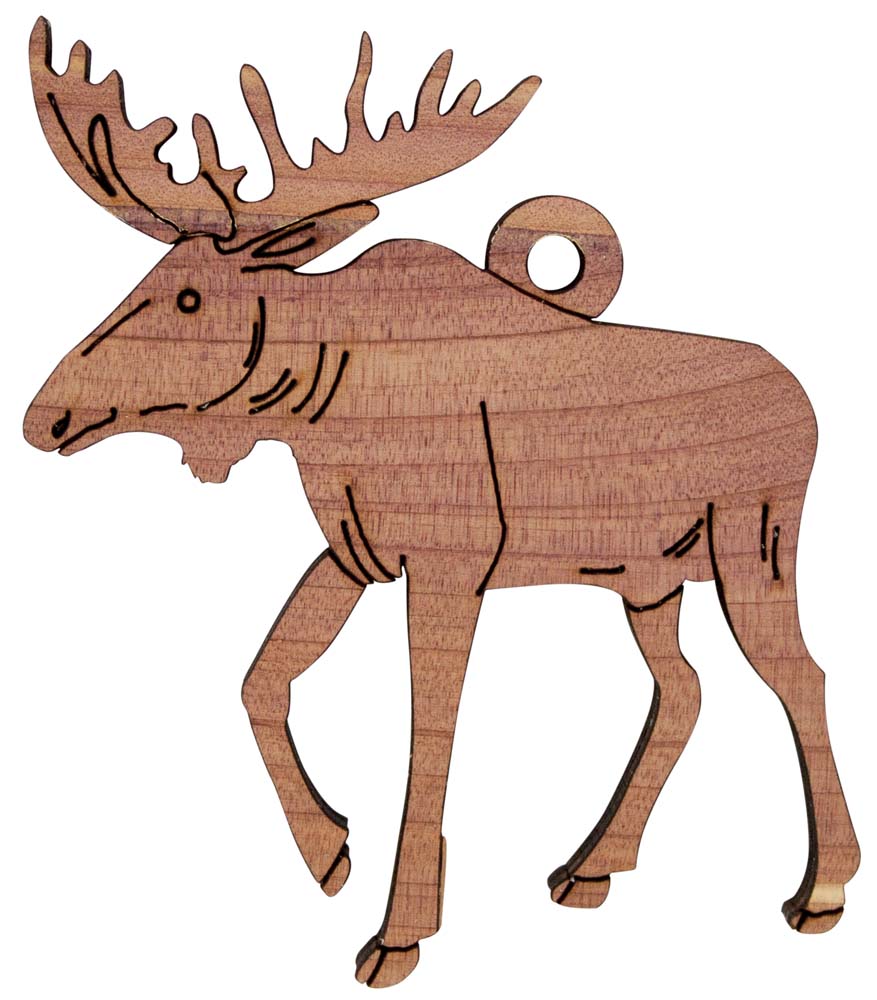 877x1000 Laser Engraved Moose Christmas Tree Ornament Birch Or Cedar Wood