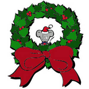 300x300 Free Color Clipart Image Of A Christmas Mouse Sitting In A Wreath