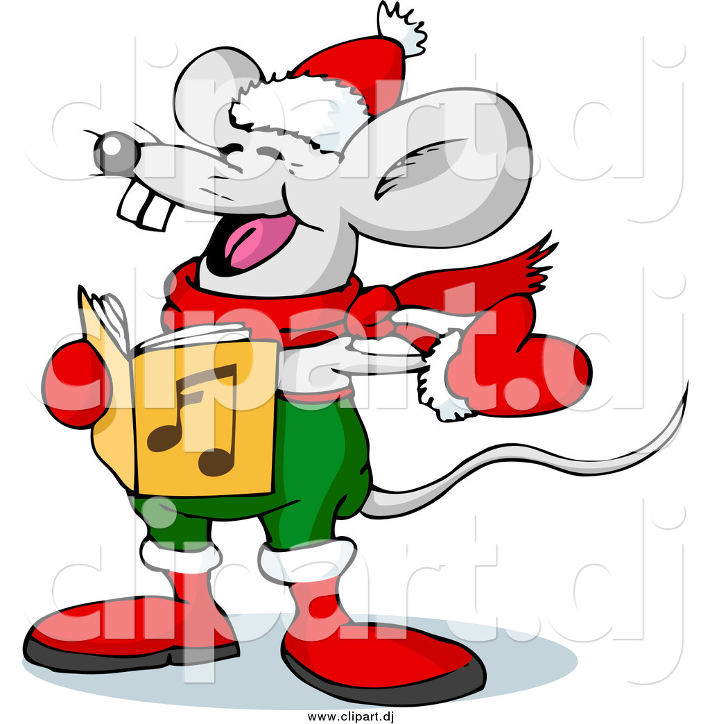 1024x1044 Vector Clipart Of A Mouse Singing Christmas Carols On Xmas Eve By