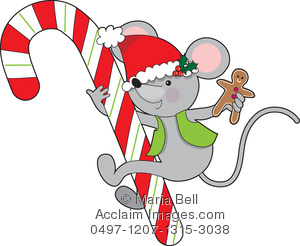 300x246 Candy Cane Mouse Clipart Image