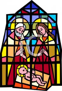 205x300 Christmas Stain Glass Nativity Scene Clipart Free