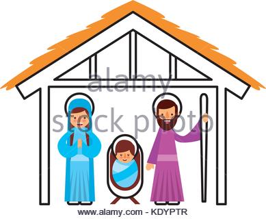 389x320 Traditional Christmas Nativity Scene Of Baby Jesus In The Manger