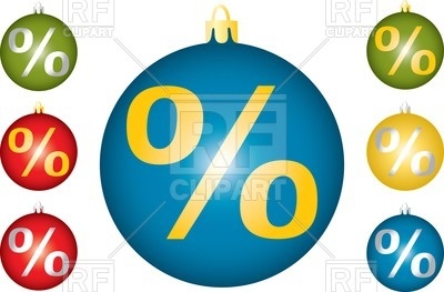 400x263 Christmas Balls With Symbol Percent Royalty Free Vector Clip Art