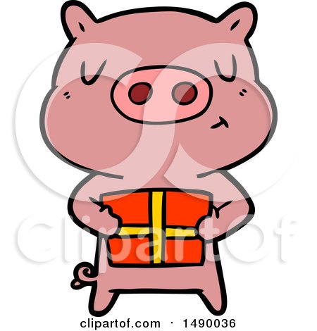 450x470 Clipart Cartoon Christmas Pig By Lineartestpilot
