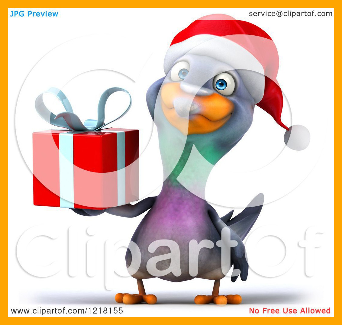 1132x1076 Shocking Clipart Of A Christmas Pigeon Mascot Holding Present Clip