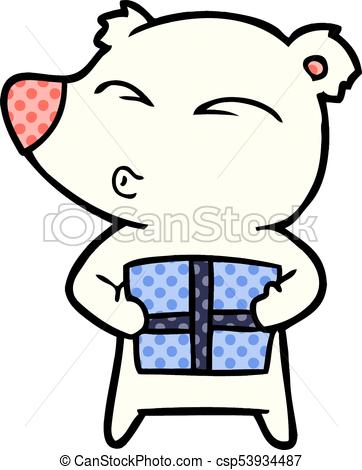 362x470 Cartoon Christmas Polar Bear Vector