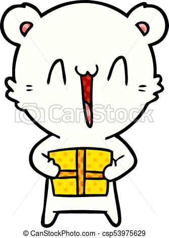 334x470 Polar Bear With Christmas Present Cartoon Vector Illustration