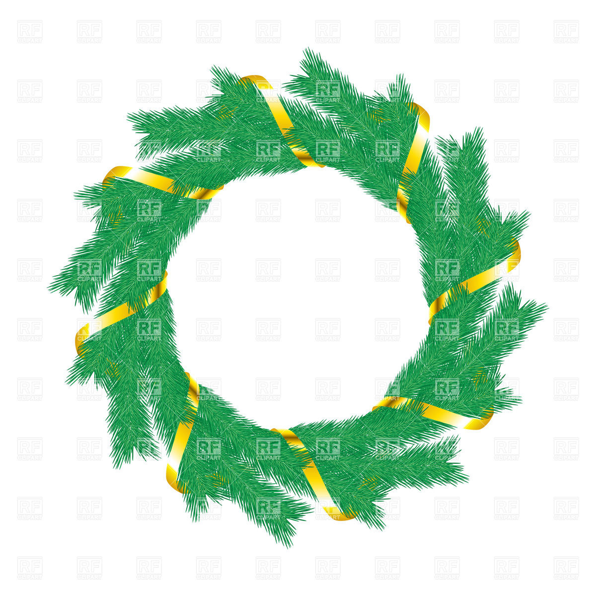 1200x1200 Round Christmas Wreath With Ribbon Royalty Free Vector Clip Art