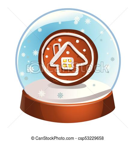 450x470 Snow Globe With A Winter House Inside Isolated On White Clipart