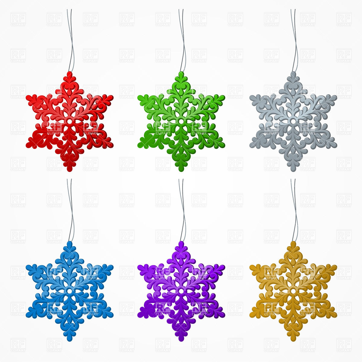 1200x1200 Set Of Multi Colored Christmas Snowflakes Royalty Free Vector Clip