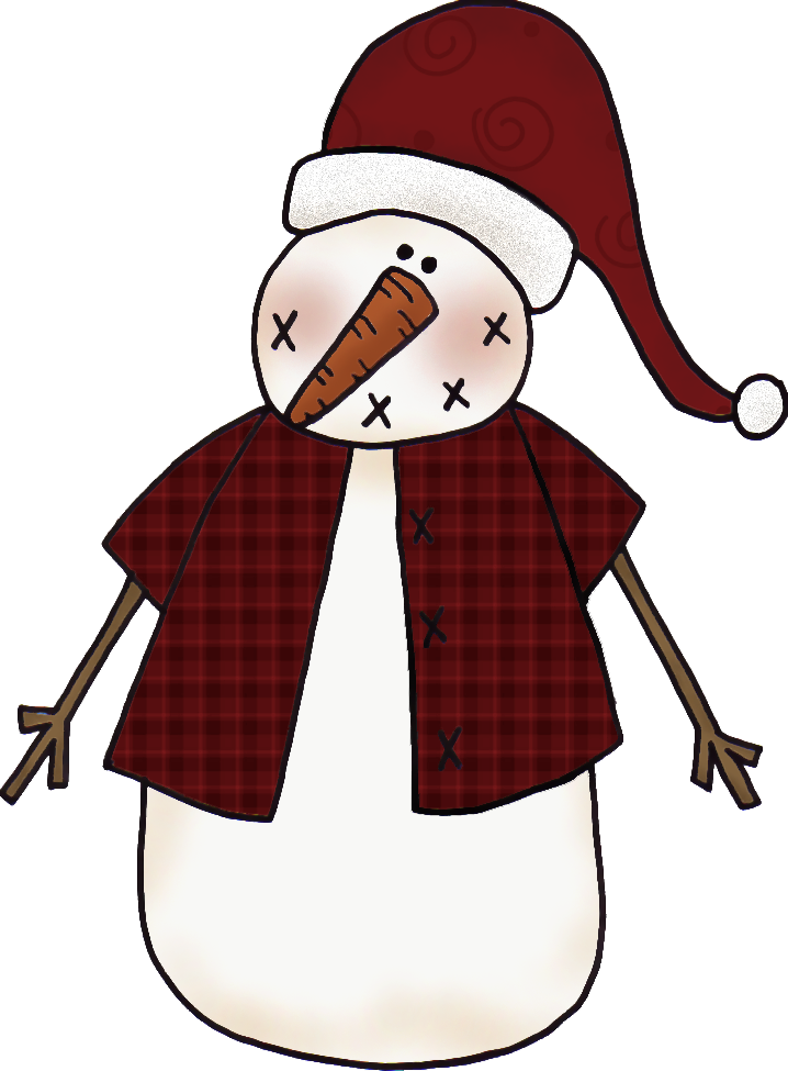 718x975 Free Primitive Snowman Clipart