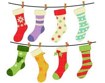 340x270 Colorful Christmas Stockings Alphabet Clip Art