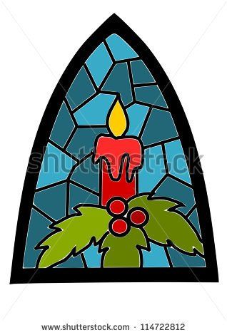 318x470 Candle On Blue Stained Glass Window For Christmas Time