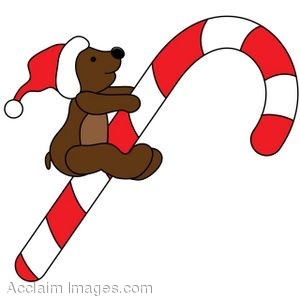300x300 Clip Art Of A Teddy Bear Holding Onto A Candy Cane