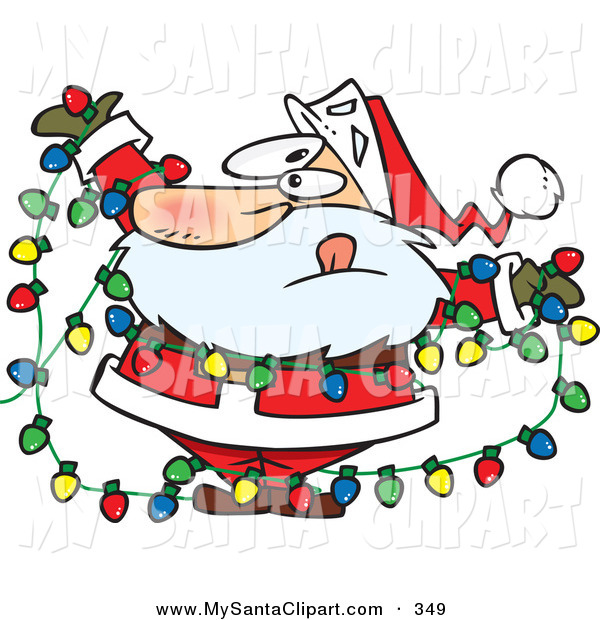 600x620 Christmas Clip Art A Caucasian Santa Claus Tangled In A Mess