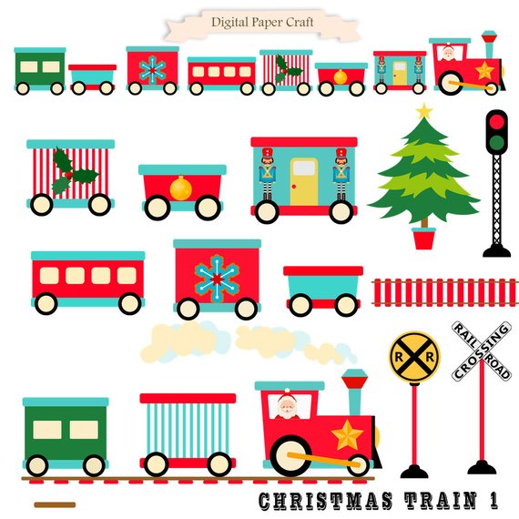 570x570 Christmas Clipart, Train Clipart, Christmas Train, Instant