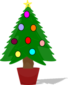 240x298 Christmas Tree With Rainbow Color Ornaments Clip Art
