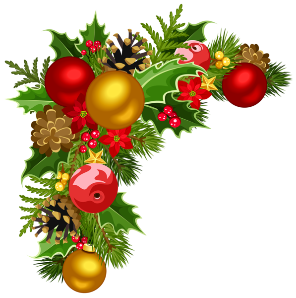 597x600 Christmas Deco Corner With Christmas Tree Decorations Clipart