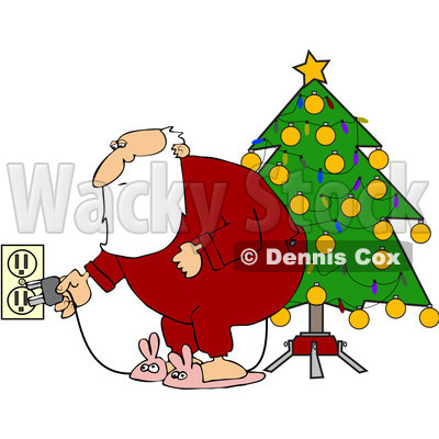 400x400 Royalty Free (Rf) Clipart Illustration Of Santa In Pajamas