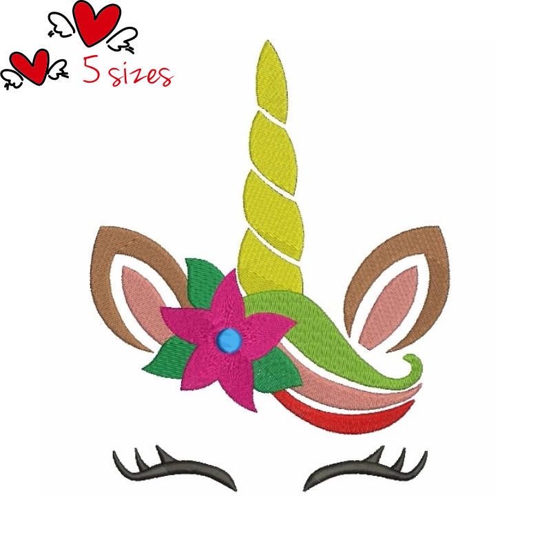 800x800 Unicorn Face Embroidery Designs Christmas Floral Pattern Digital