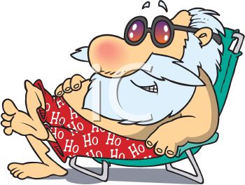 350x264 Cartoon Of Santa Claus Sitting In A Beach Chair On Vacation