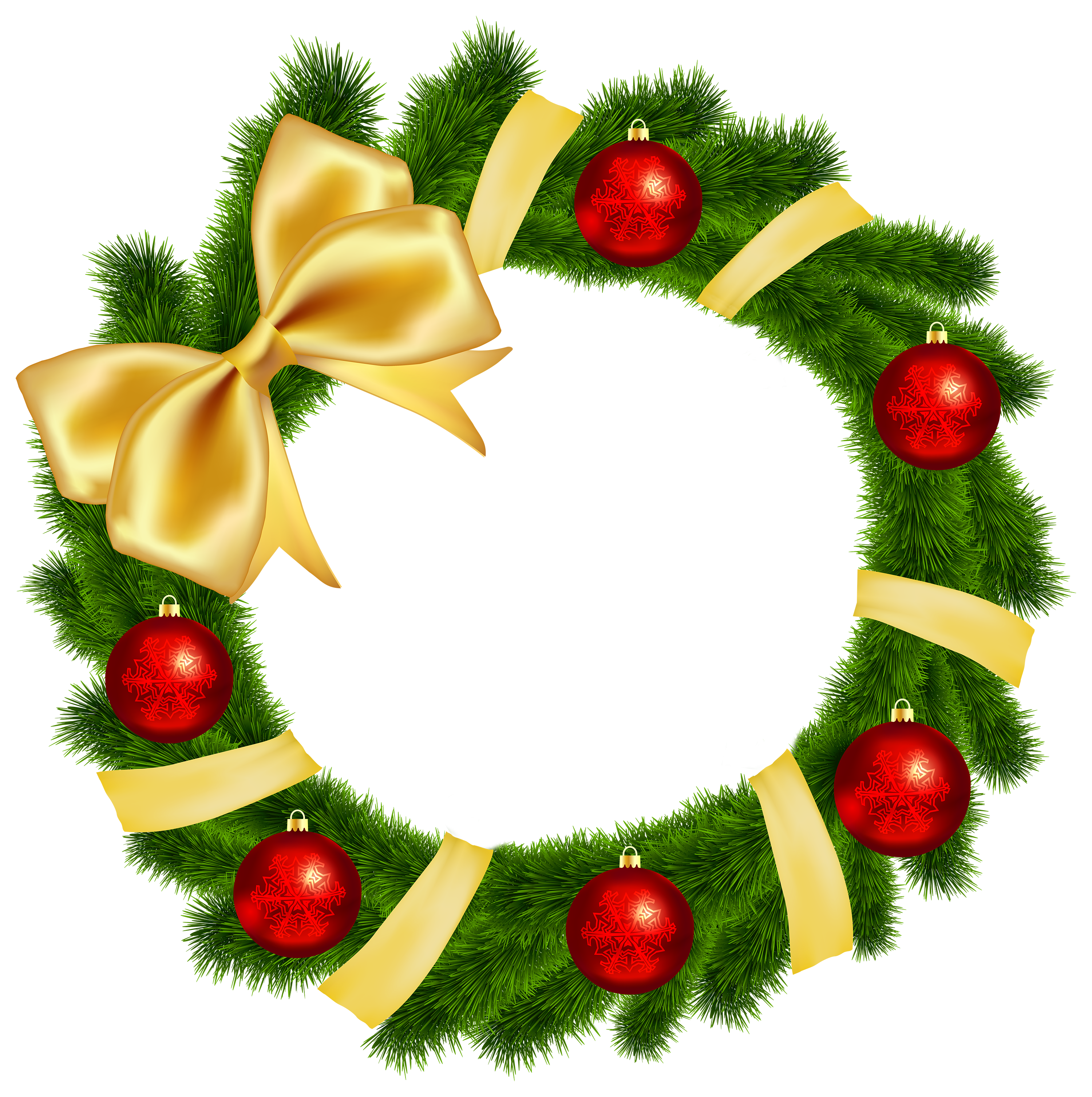 3000x3014 Christmas Wreath With Yellow Bow Transparent Png Clip Art Image
