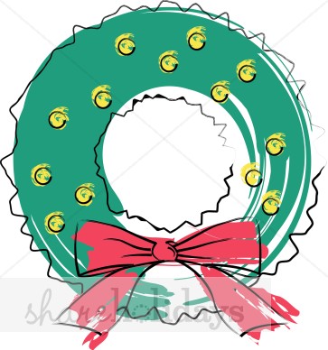 363x388 Painted Christmas Wreath Christmas Wreath Clipart