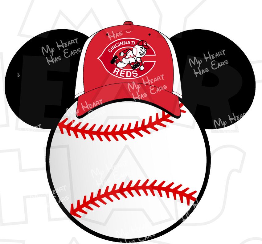 850x792 Cincinnati Reds Baseball With Mickey Mouse Ears Instant Download
