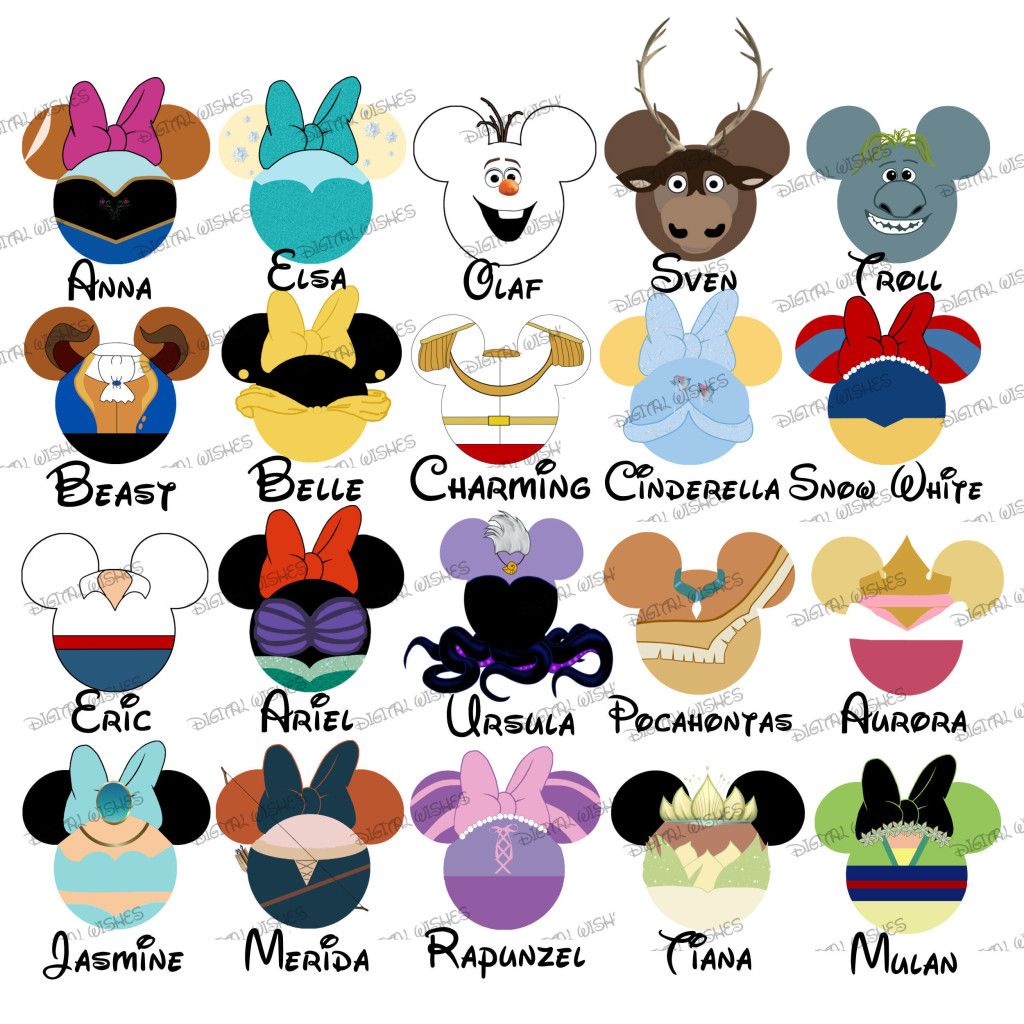 1024x1024 Choose Your Mouse Head Characters Disney Family Vacation Digital