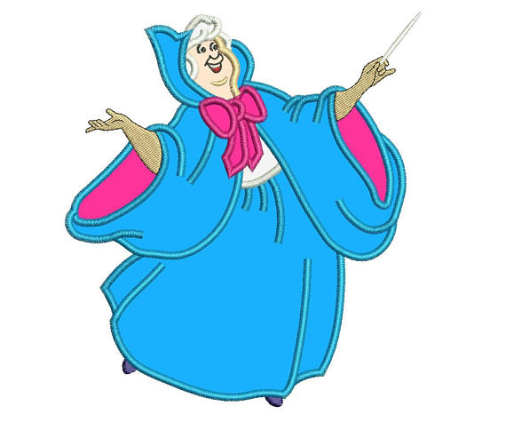 570x484 Cinderella's Fairy Godmother Applique Design 3 Sizes Instant