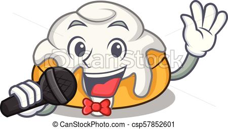 450x255 Singing Cinnamon Roll Mascot Cartoon Vector Illustration Vector
