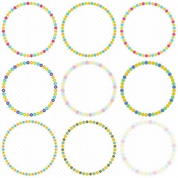 570x570 Flower Frame Clip Art, Flower Wreath Clip Art, Floral Clipart