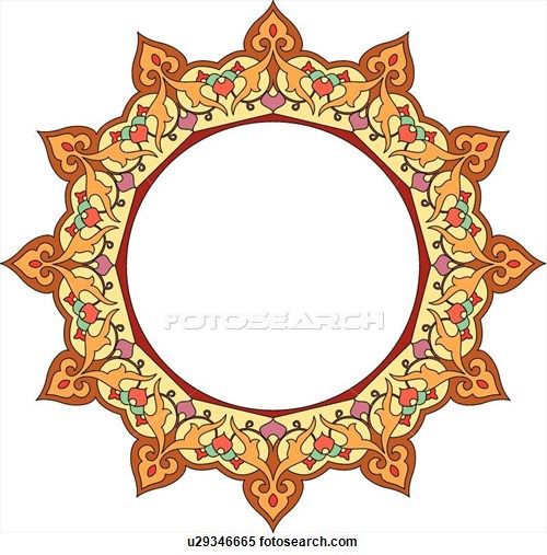 500x507 Red, Orange, Green And Yellow Round Arabesque Frame Clipart Art