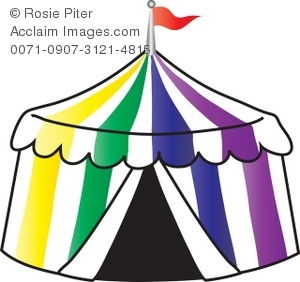 300x282 Colorful Circus Tent With Flag Royalty Free Clip Art Image