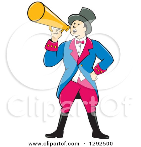 450x470 Clipart Of A Circus Ringmaster Announcing With A Bullhorn