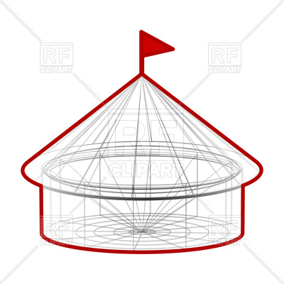 400x400 Circus Tent In Wireframe Form Royalty Free Vector Clip Art Image
