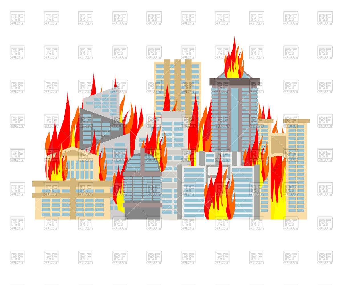 1200x1000 City On Fire Royalty Free Vector Clip Art Image