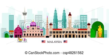 450x226 Malaysia Landmarks Skyline. Cityscape, Travel And Tourist Clip