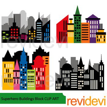 350x350 Superhero Cityscape Clipart