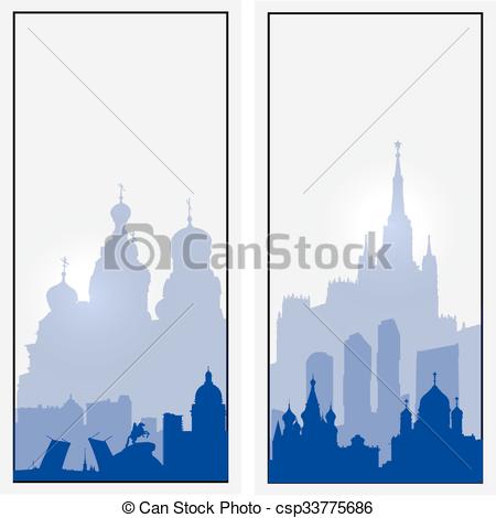 450x470 Vector Russia Vertical Banners. St. Petersburg And Moscow