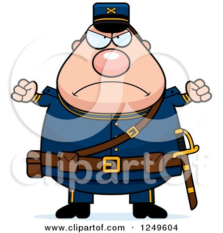 450x470 Clipart Of A Mad Chubby Civil War Union Soldier Man With Balled