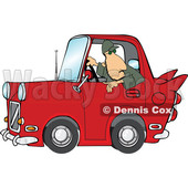170x170 Cartoon Of A Farmer Driving A Truck With Pig In The Bed