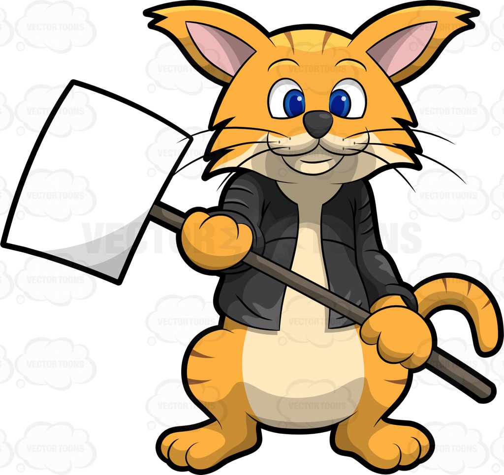 1024x966 Clifford The Cat Holding A Sign Board Cartoon Clipart Vector Toons